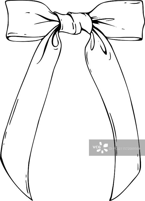 窄款缎面布料蝴蝶结，配有长长的扭绳带图片素材