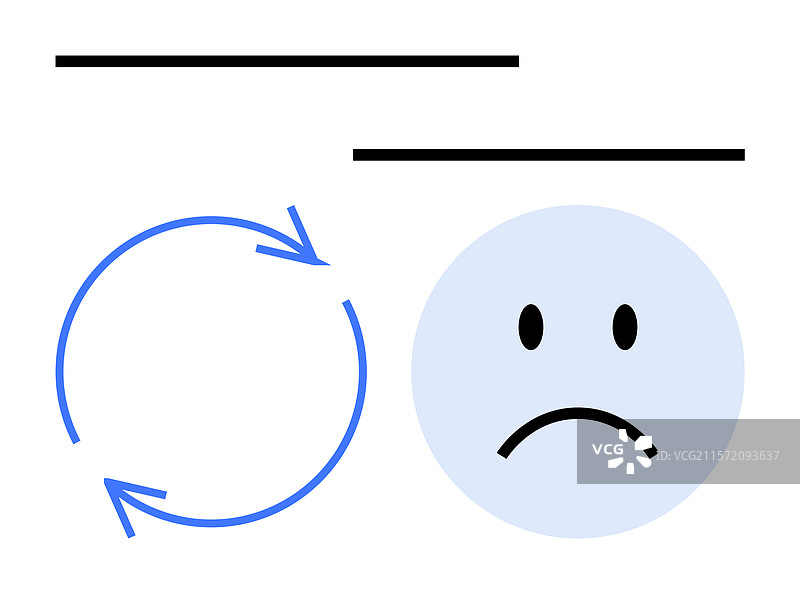 悲伤的面孔旁边有蓝色圆形箭头图片素材