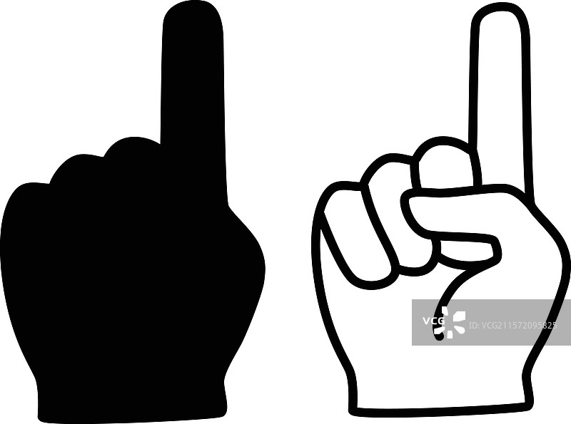 手掌数字一的扁平化轮廓图标设计图片素材