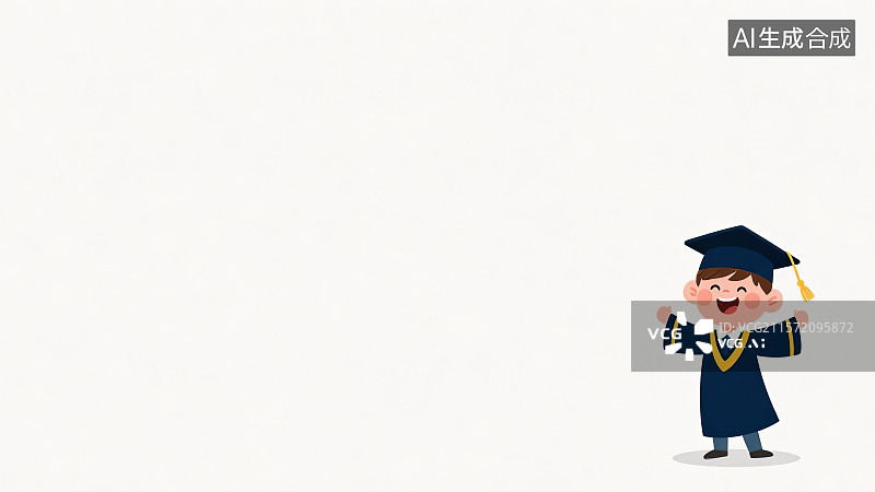 【AI数字艺术】装饰边框2D卡通背景，男孩毕业，右下图片素材