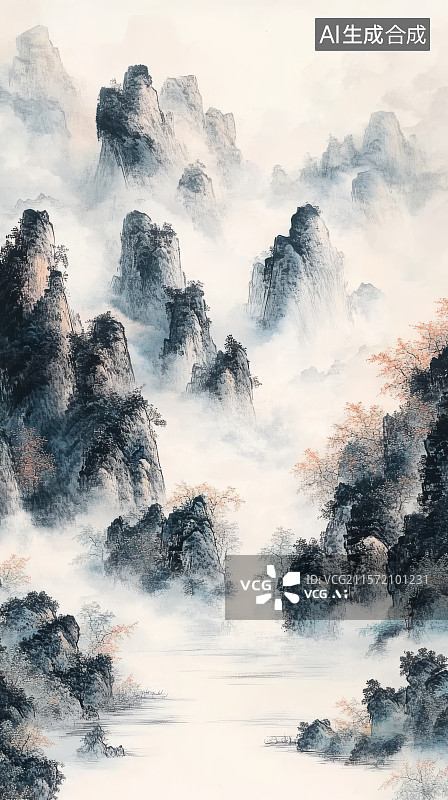 【AI数字艺术】国风水墨画图片素材