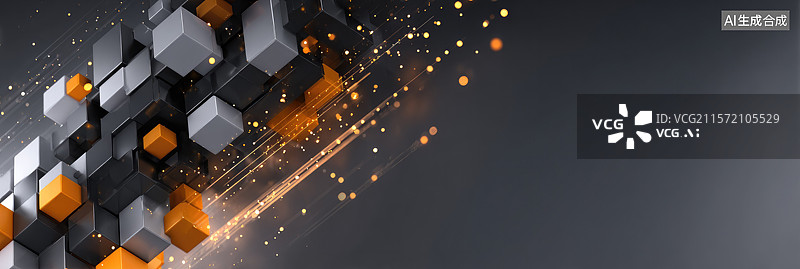 【AI数字艺术】未来网络空间概念深灰色抽象背景中几何结构顶部的机器人现代6G技术和数字元宇宙商业网络科技会议金融报告图片素材