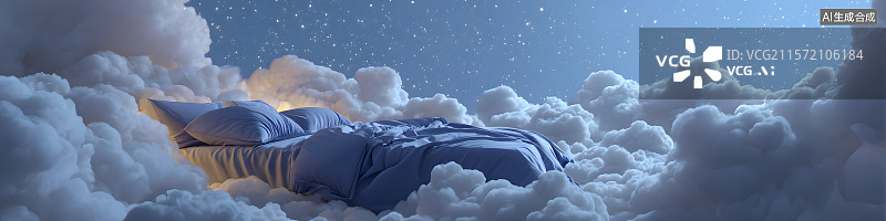 【AI数字艺术】云上的床图片素材