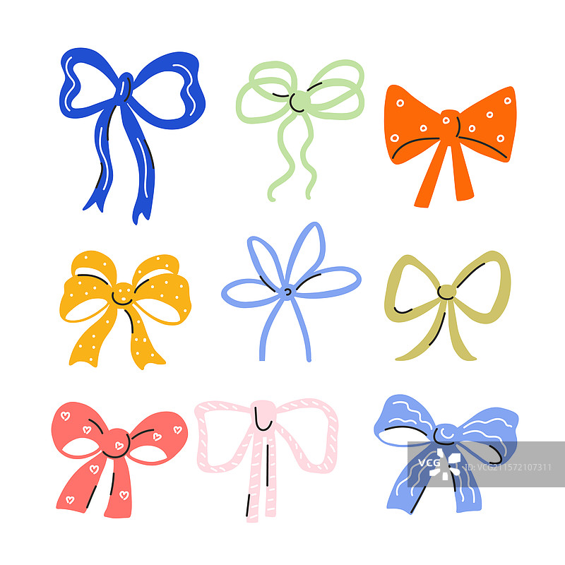 一组装饰性彩色蝴蝶结图片素材