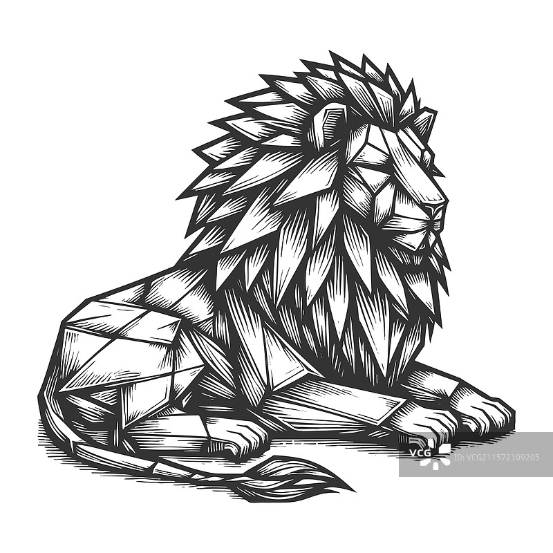 几何折纸风格的狮子图片素材