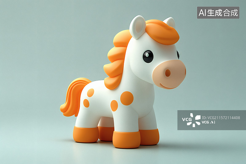 【AI数字艺术】一匹可爱的马屁，马年背景图图片素材