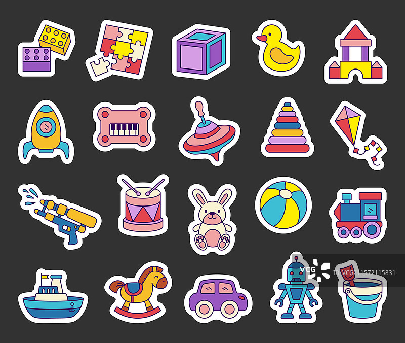 儿童玩具套装，包含多种有趣的玩具图片素材