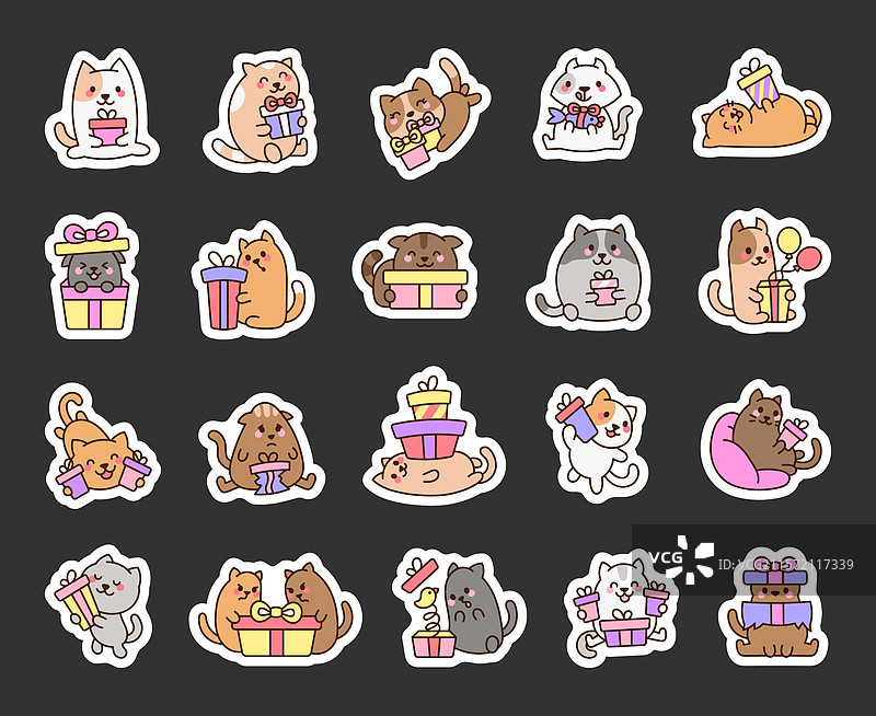 可爱的猫咪礼品套装，包含可爱的宠物图片素材