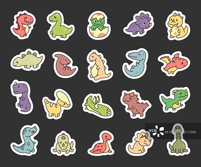 可爱的恐龙角色系列，特色可爱设计图片素材