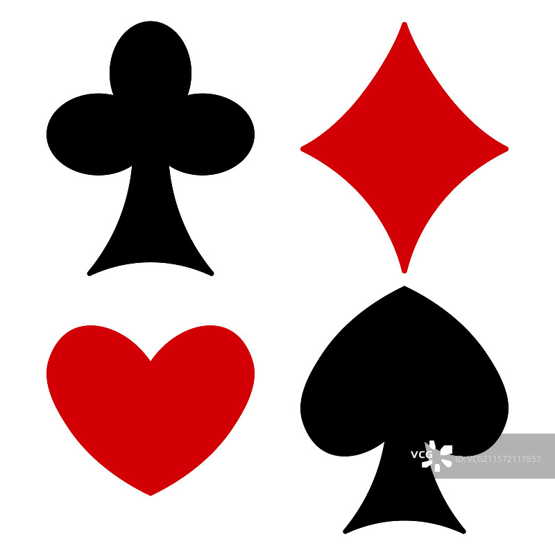 白色背景上的扑克牌符号孤立展示图片素材