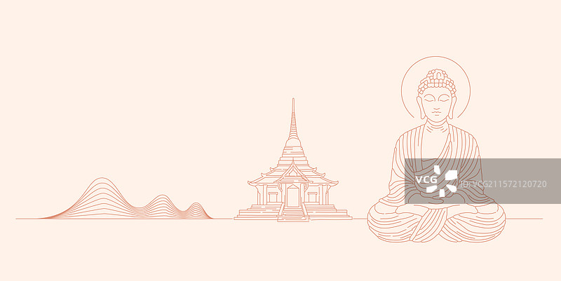 佛陀普尔尼玛卫塞节极简线条设计图片素材