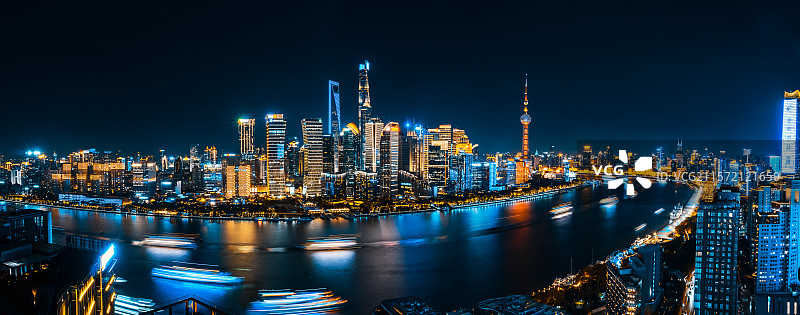 上海夜景、浦东夜景、浦东C型湾、赛博上海夜景图片素材