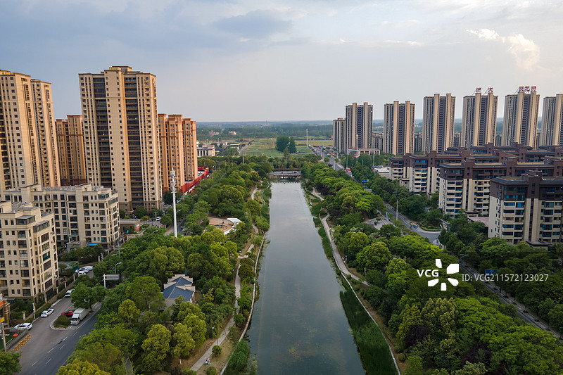 航拍安徽省亳州市利辛县城市风光图片素材