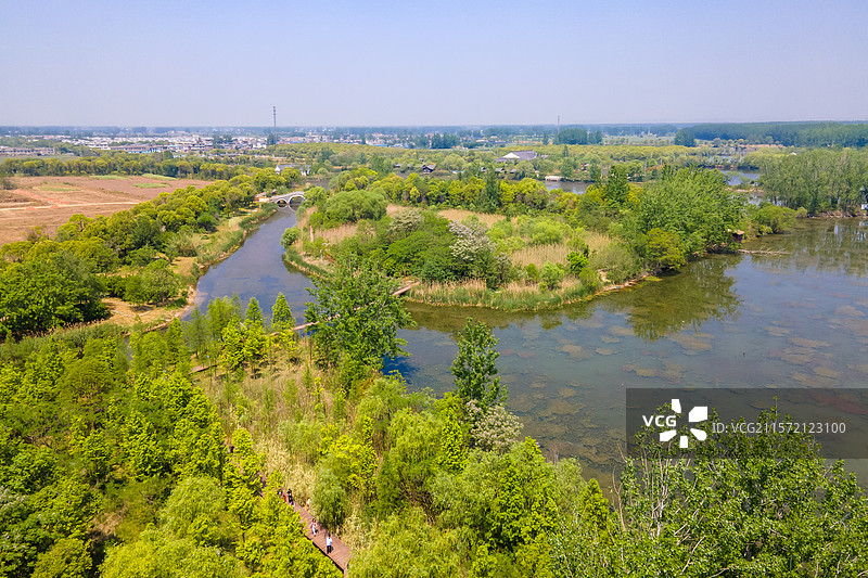 航拍安徽省亳州市利辛县西淝河湿地风光图片素材