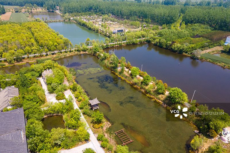 航拍安徽省亳州市利辛县西淝河湿地风光图片素材