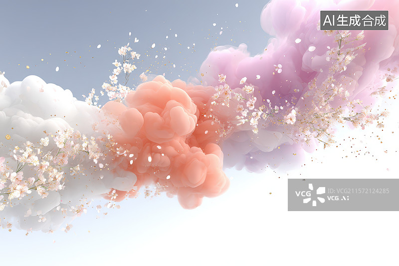 【AI数字艺术】粉金云雾流体艺术图像图片素材