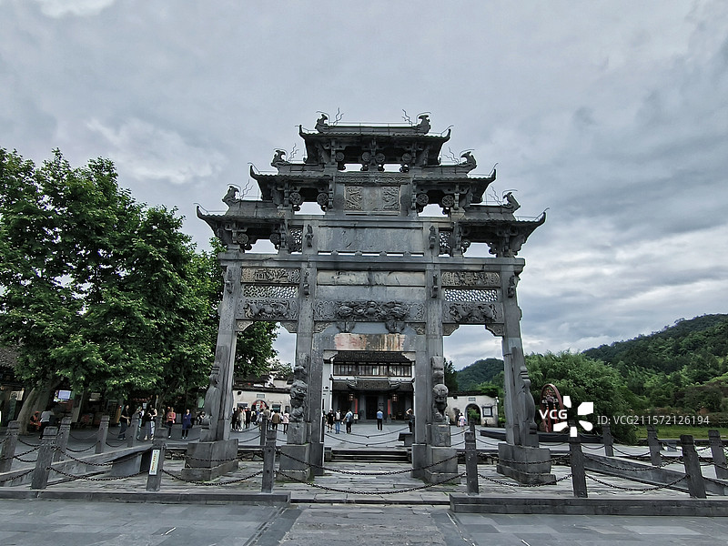 安徽省黄山市黟县世界文化遗产旅游西递胡文光牌楼牌坊图片素材