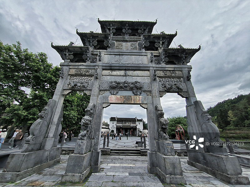 安徽省黄山市黟县世界文化遗产旅游西递胡文光牌楼牌坊图片素材