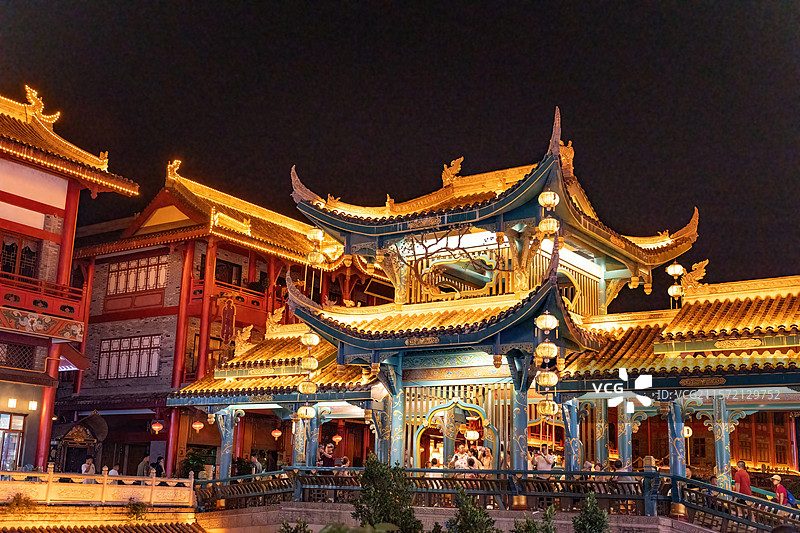 四川眉山东坡印象水街东坡水街夜景图片素材