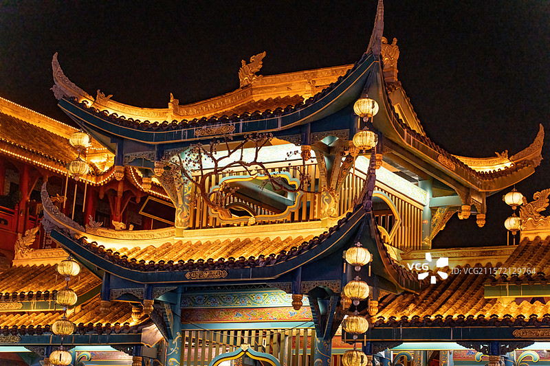 四川眉山东坡印象水街东坡水街夜景图片素材