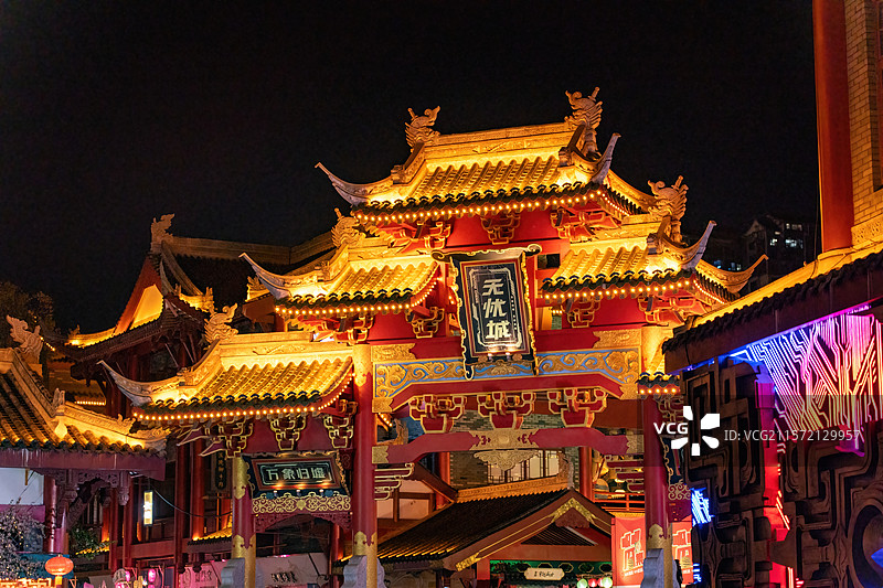 四川眉山东坡印象水街东坡水街夜景图片素材