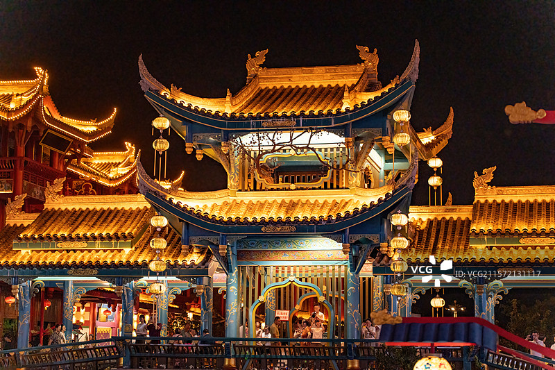 四川眉山东坡印象水街东坡水街夜景图片素材