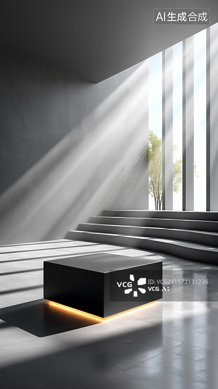 【AI数字艺术】现代室内设计中的吊灯与光影效果图片素材