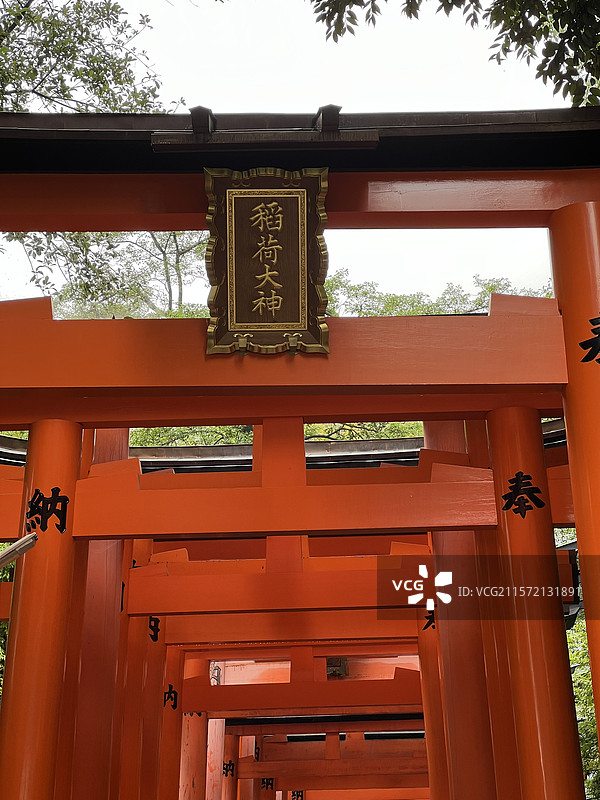 日本传统建筑神社的鸟居（京都伏见稻荷大社））图片素材