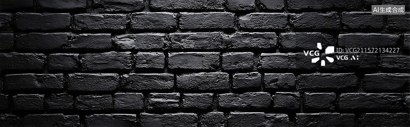 【AI数字艺术】黑色涂漆砖墙纹理背景，哑光饰面，粗糙表面的宏观细节，暗色单色图案，工作室灯光设置。图片素材