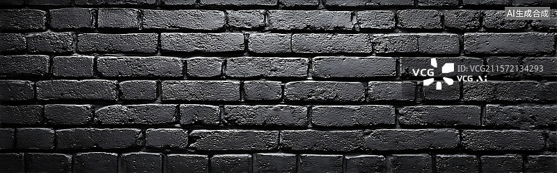 【AI数字艺术】黑色涂漆砖墙纹理背景，哑光饰面，粗糙表面的宏观细节，暗色单色图案，工作室灯光设置。图片素材