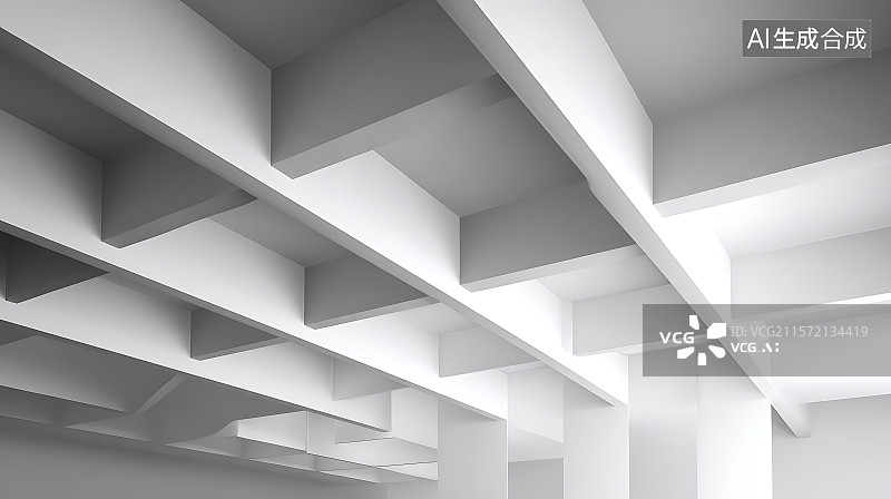 【AI数字艺术】抽象白色工业纹理，极简设计，干净的工作室灯光，简单的几何图案，适合现代背景和创意项目。图片素材