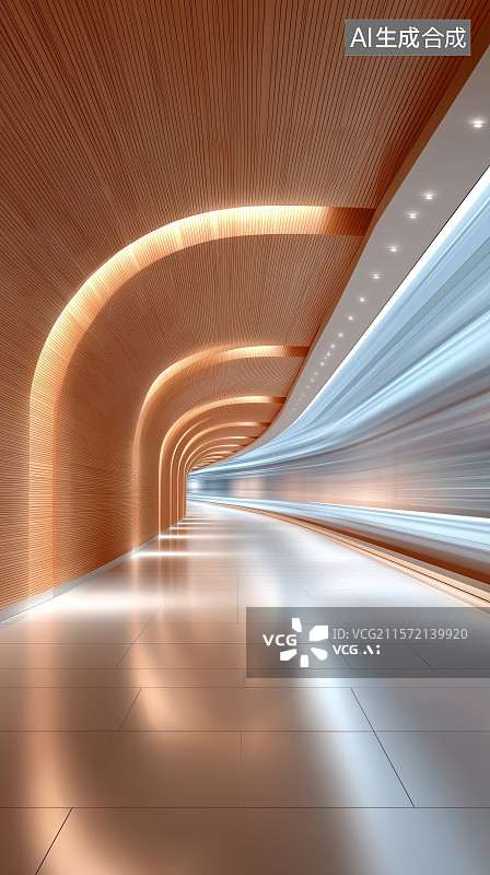 【AI数字艺术】木质长廊现代设计图片素材