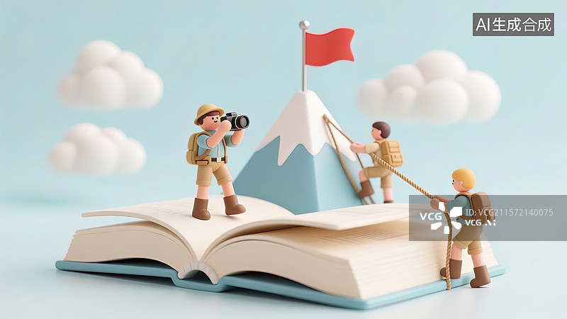 【AI数字艺术】书本上的探险之旅图片素材