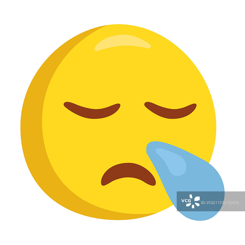 困倦的表情符号与鼻涕泡泡图片素材