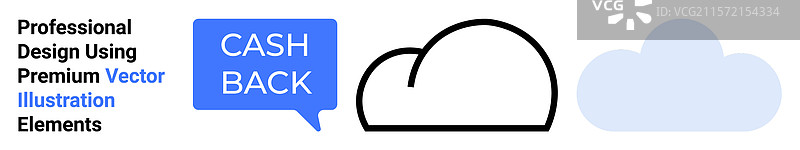 带有黑色轮廓的对话气泡中的现金返还文字图片素材