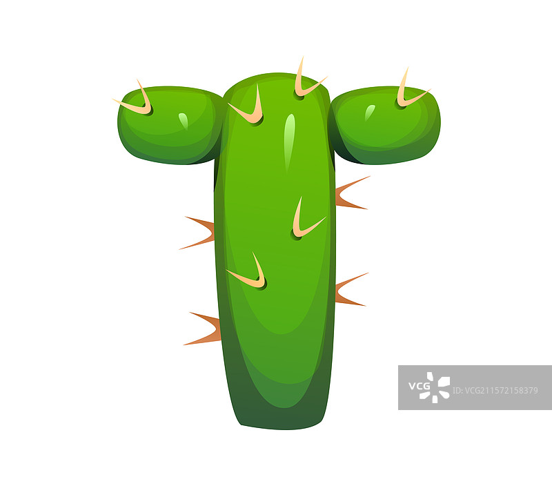 卡通墨西哥字体仙人掌植物字母T图片素材