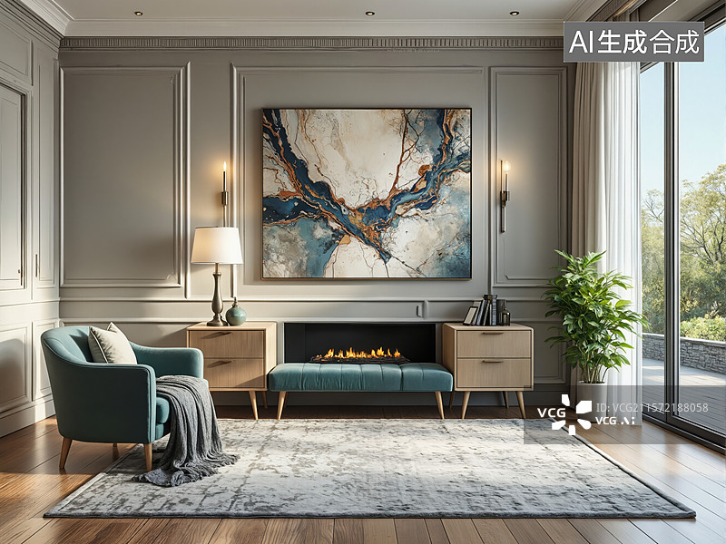 【AI数字艺术】现代客厅艺术图片素材