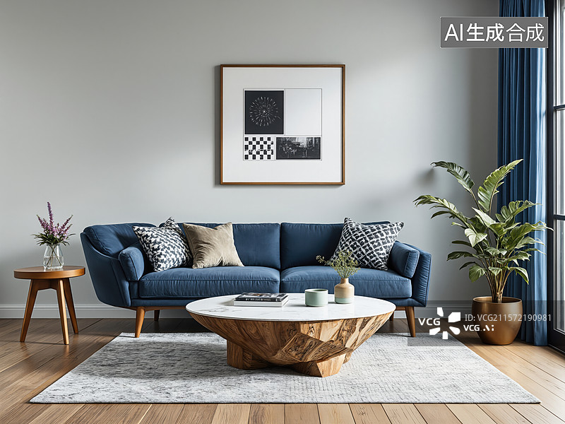 【AI数字艺术】现代客厅布置图片素材