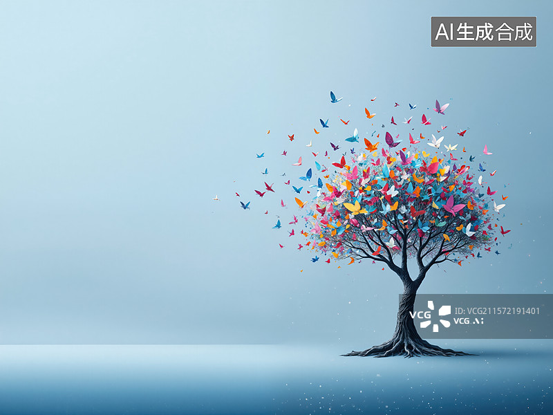 【AI数字艺术】彩色梦想之树图片素材