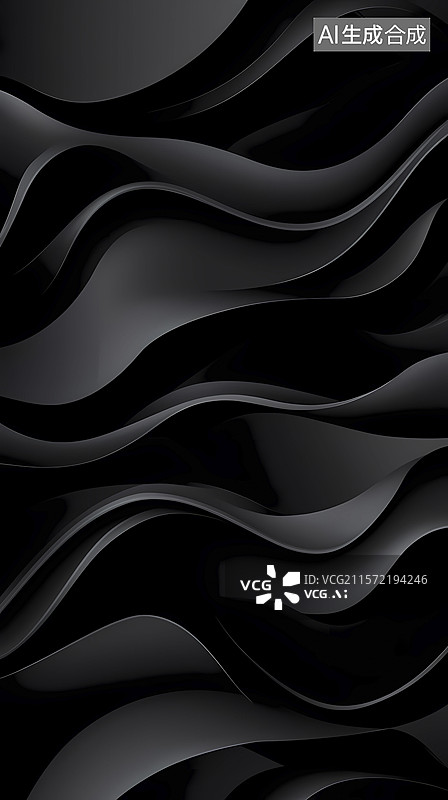 【AI数字艺术】数码科技黑色曲线波浪插画海报背景图片素材