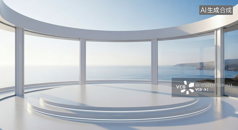 【AI数字艺术】现代建筑环形观景平台图片素材