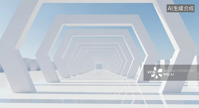 【AI数字艺术】通往未来的几何通道图片素材
