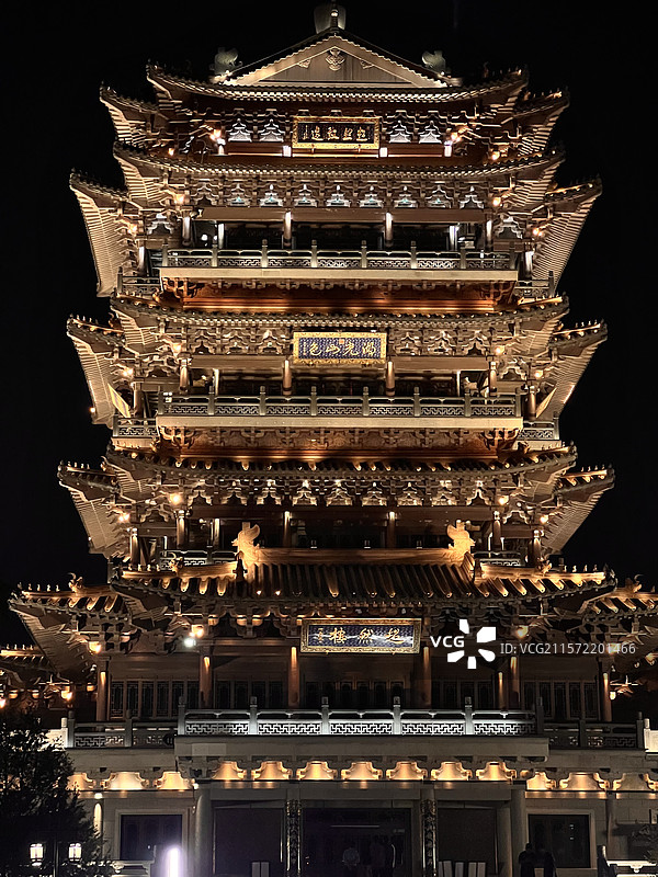 济南大明湖超然楼夜景图图片素材