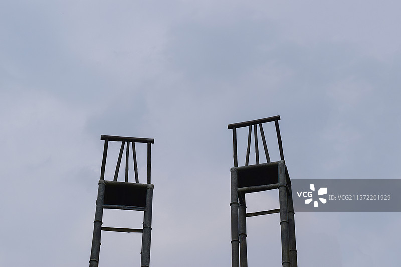 上海世博文化公园禅境园 竹凳造型艺术品图片素材