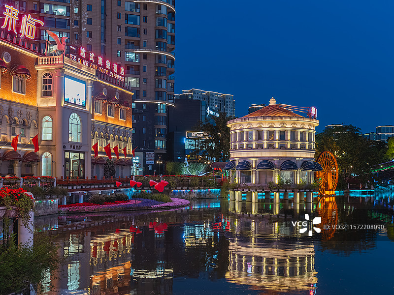 盐城欧风花街夜景图片素材