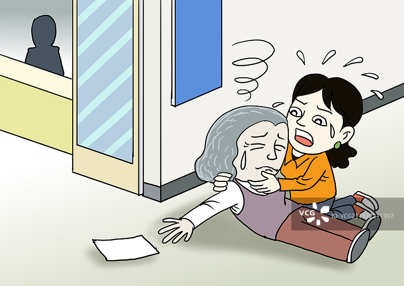 老人意外晕倒路人出手相救图片素材