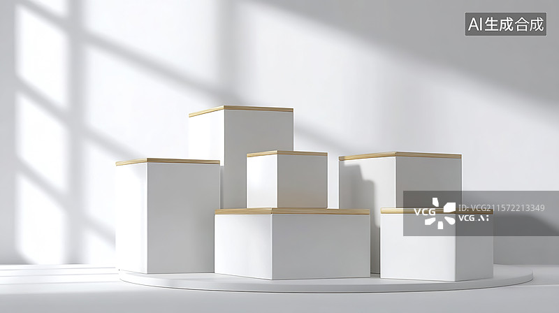 【AI数字艺术】简约白色展示盒图片素材