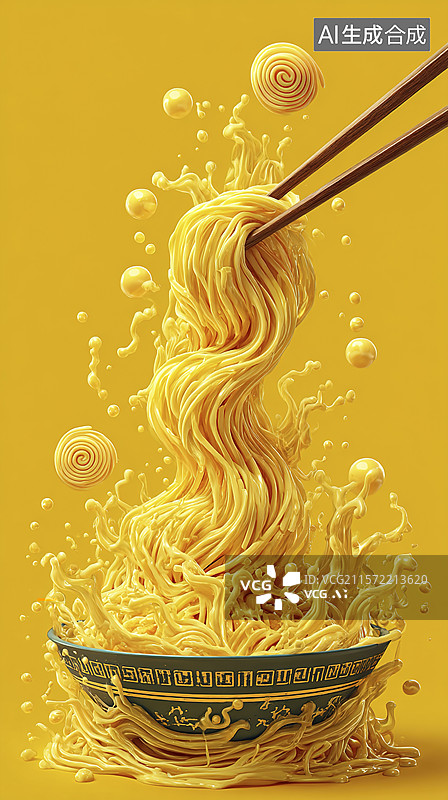 【AI数字艺术】盛满汤汁的拉面图片素材