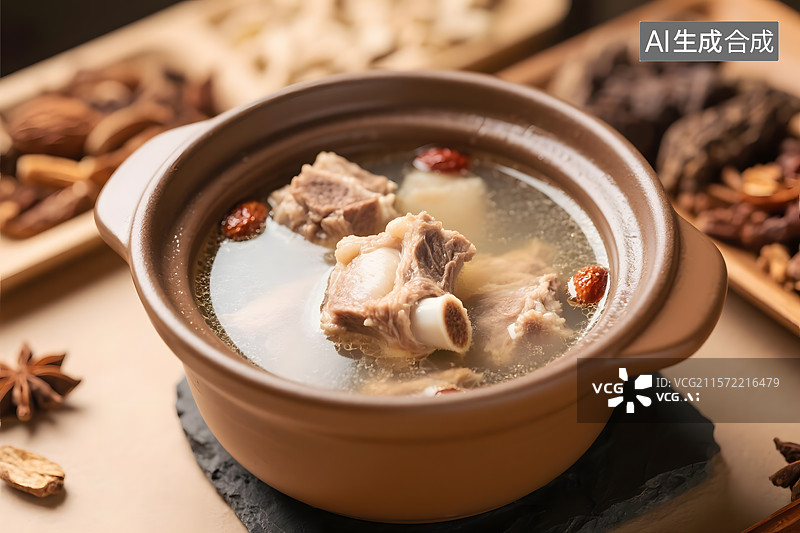【AI数字艺术】药膳排骨汤图片素材