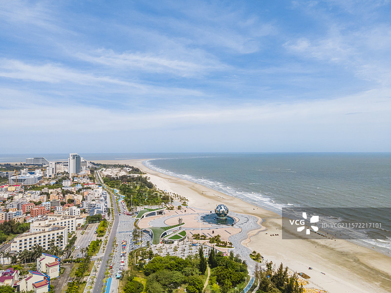 北海银滩风光航拍图片素材